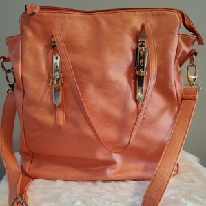 Women orange tote shoulder bag